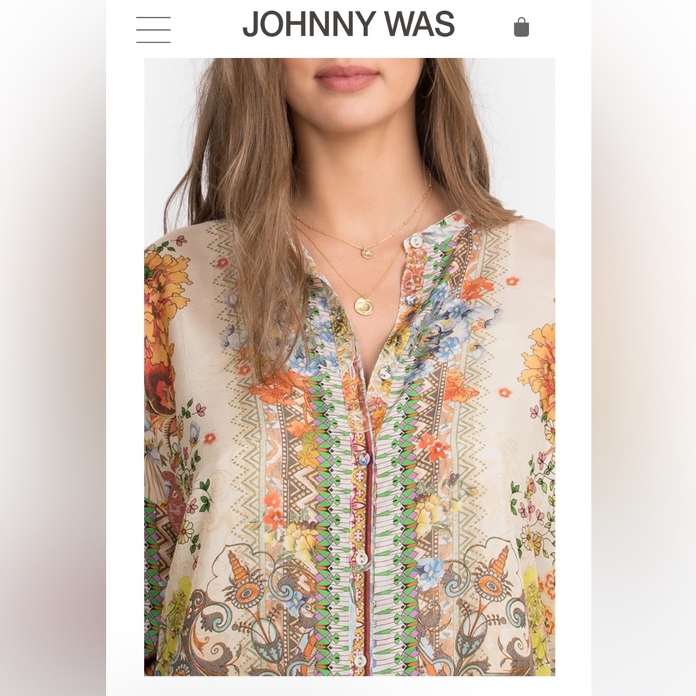 Johnny Was Kyla Blouse Silk Floral - Picture 9 of 9